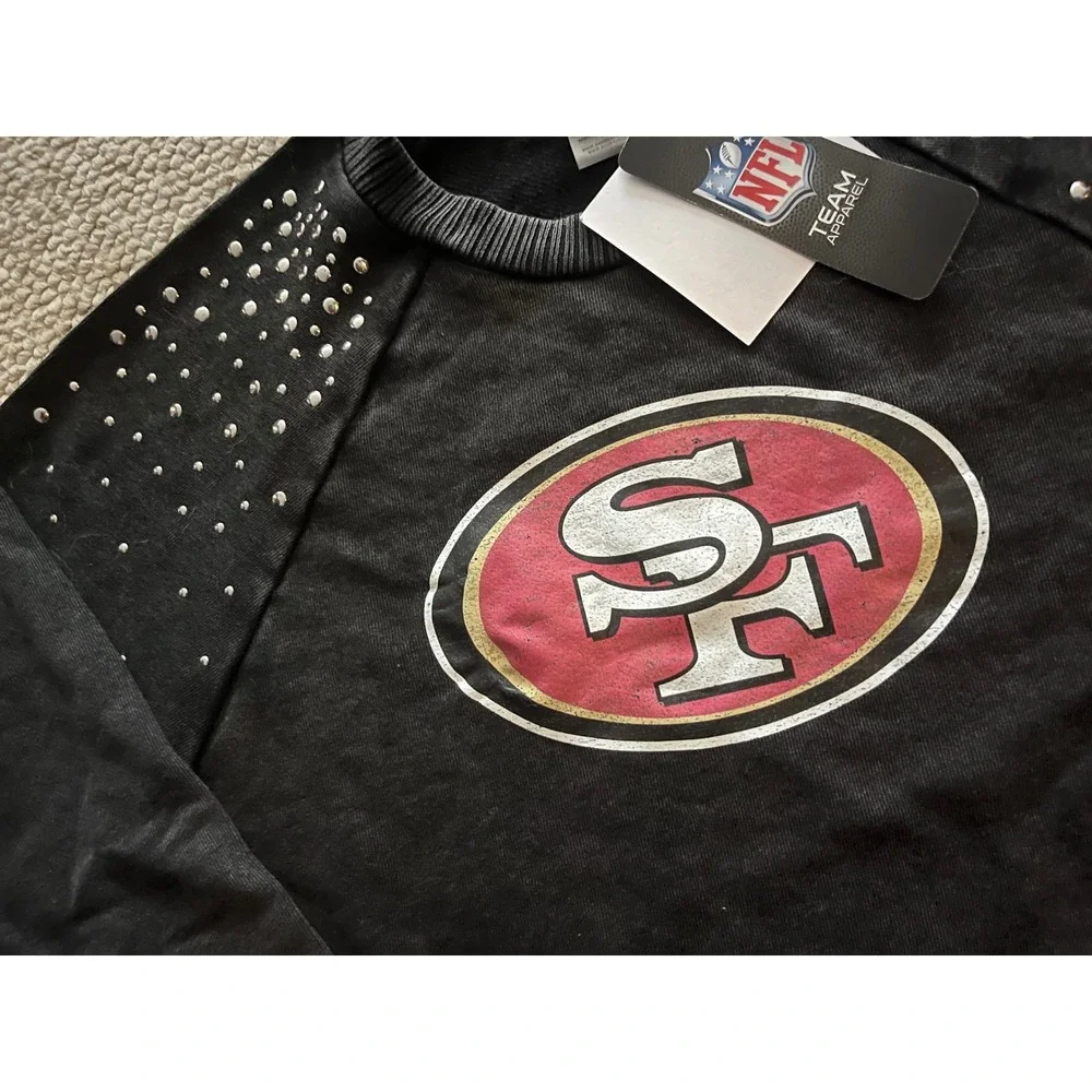 Gameday Couture NFL San Francisco 49ers Studded Raglan Sweater Black Small NWT
